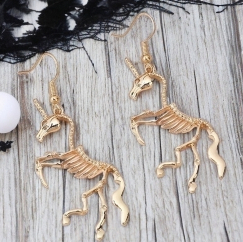 MODCLOTH MYSTIC UNICORN SKELETON EARRINGS